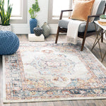 Medallion Ivory Multi Rustic Traditional Area Rug