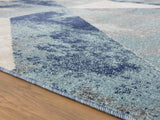 Abstract Blue Ivory Soft Area Rug