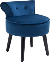 Modern Small Leisure Chair Upholstered Footstool Ottoman, Button Tufted Armless Club Chair Wingback Chair with Low Back, Velvet Style Fabric and Stable Fir Legs, Blue