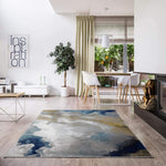 Victoria Collection Blue Abstract Soft Area Rug 5x7