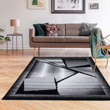 Victoria Collection Dark Grey Abstract Sioft Area Rug