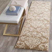 Damask Plush 1.2-inch Thick Area Shag Rug, Beige / Cream