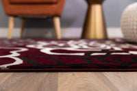 Floral Gray/Grey Burgundy White Area Rug