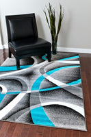 Abstract Swirls Turquoise Soft Area Rugs