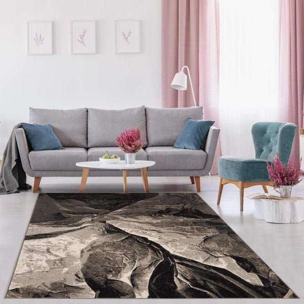 Lagos Collection  Grey  Abstract Soft Area Rug