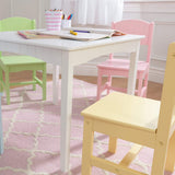 Nantucket Kid's Wooden Table & 4 Chairs Set with Wainscoting Detail, Pastel ,Gift for Ages 3-8