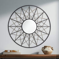 Axxis 34 1/2"W Black Antique Silver Metal Mirrored Wall Art