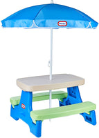 Jr. Picnic Table With Umbrella - Blue Green - Foldable - Indoor/Outdoor