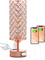 tuba Crystal Touch Control Table Lamp with Dual Fast Quick USB Ports Acaxin 3-Way Dimmable Accent Bedside Light with Bulb