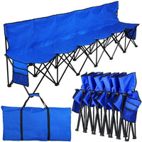 Yaheetech 6 Seats Foldable Sideline Bench For Sports Team Camping Folding Bench Chairs Black