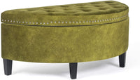 Storage Ottoman Bench Tufted Half Moon Bench for Entryway Living Room