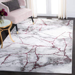 Modern Abstract Area Rug, Grey/Wine