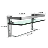 Heavy Duty Wall Mounted Shelves Aluminum Tempered Glass Storage  1 or 2 Tiers