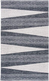 Striped Kilim Collection Handmade Flat weave Cotton Soft Area Rug Black / Ivory