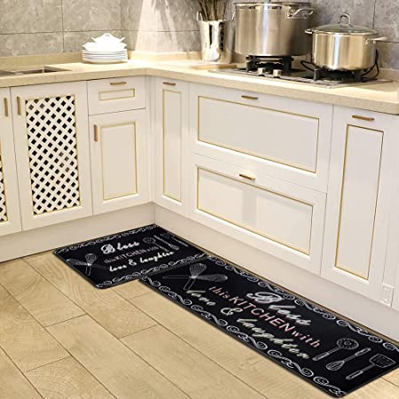 HEBE Anti Fatigue Sets 2 Pieces Thick Cushioned Kitchen Floor Mats