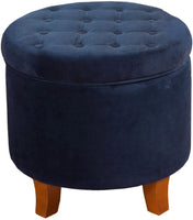 Pop by Kinfine Fabric Upholstered Round Storage Ottoman - Velvet Button Tufted Ottoman with Removable Lid, Burgundy