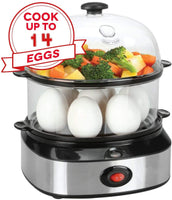 2 in 1 Electric Rapid Stainless 14 Egg Cooker/Steamer Auto Shut Off