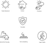 Palazzo Vine Border Textured Weave Indoor /Outdoor Area Rugs Black/Gray