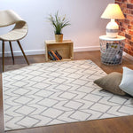 Kashan King Collection Trellis Indoor Area Rug Grey/Cream