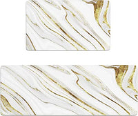 2 Pieces Modern Marble Washable Kitchen Runner Mats Non-slip