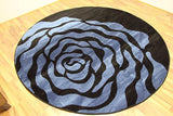 Blue Black White 6 Feet 5 inch Diameter Round Modern Area Rug Carpet