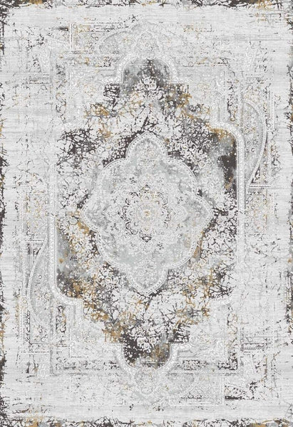 Valencia Collection Anthracite Oriental Distressed Soft Area Rug
