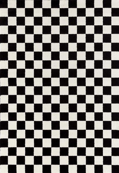 Checkered Black and White Area Rug