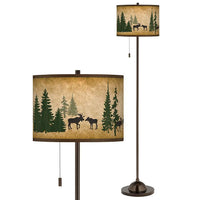 Moose Lodge Giclee Glow Bronze Club Floor Lamp