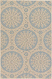 Floral Abstract Transitional Indoor Outdoor Flatweave Light Blue/ Beige Area Rug