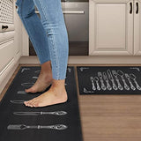 Non Skid Washable Absorbent Microfiber Kitchen Mats for Floor Anti Fatigue Kitchen Mat Set of 2 Chef Kitchen Decor Stain Resistant 17"x47.2"+17"x23.6"