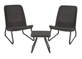 All Weather Outdoor Patio Garden Conversation Chair & Table Set - 3 Pc