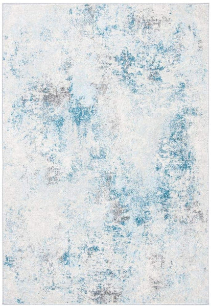 Modern Abstract Area Rug,  Ivory/Blue
