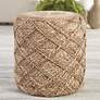 Jaipur Ystad Natural Beige and White Cylinder Pouf Ottoman