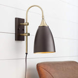 Lewes Bronze and Antique Brass Plug-In Wall Lamp