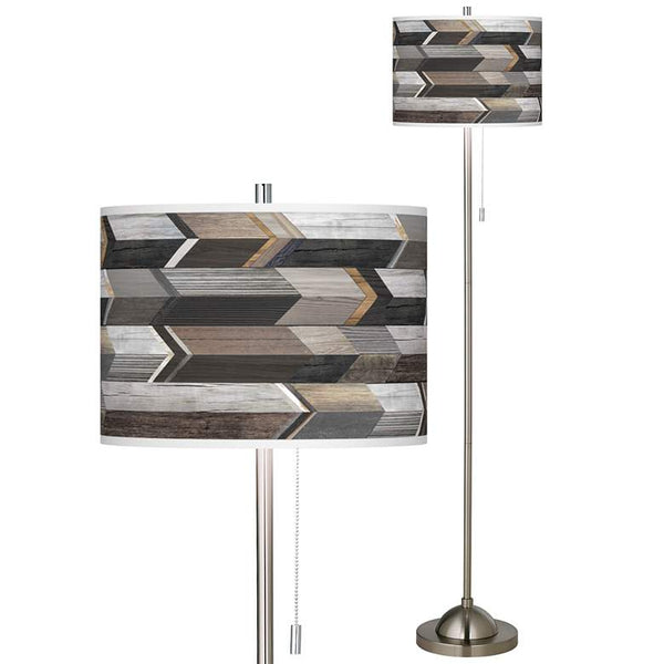 Woodwork Arrows Brushed Nickel Pull Chain Floor Lamp