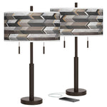 Woodwork Arrows Robbie Bronze USB Table Lamps Set of 2