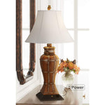 Gardner Chestnut and Gold Traditional Table Lamp with Convenience Outlet