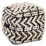 Mariel Black and Natural Cotton Pouf Ottoman