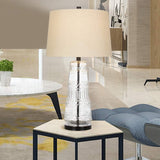 Textured Clear Glass and Bronze LED Table Lamp