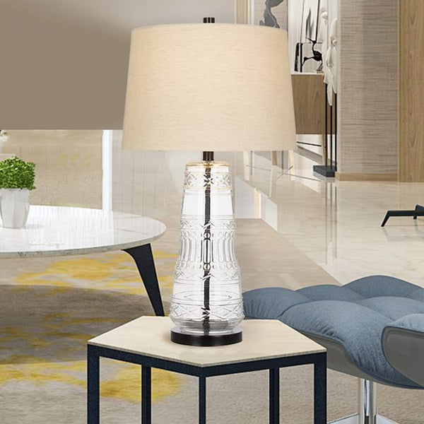 Textured Clear Glass and Bronze LED Table Lamp