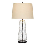 Textured Clear Glass and Bronze LED Table Lamp