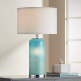Nimbus Blue Art Glass Accent Table Lamp with Night Light