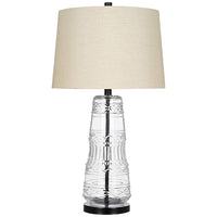 Textured Clear Glass and Bronze LED Table Lamp