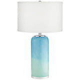 Nimbus Blue Art Glass Accent Table Lamp with Night Light