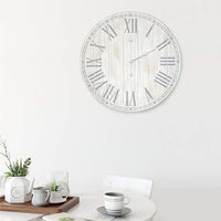 Dempsey White Wash Wood 23" Round Wall Clock