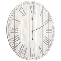 Dempsey White Wash Wood 23" Round Wall Clock