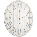 Dempsey White Wash Wood 23" Round Wall Clock