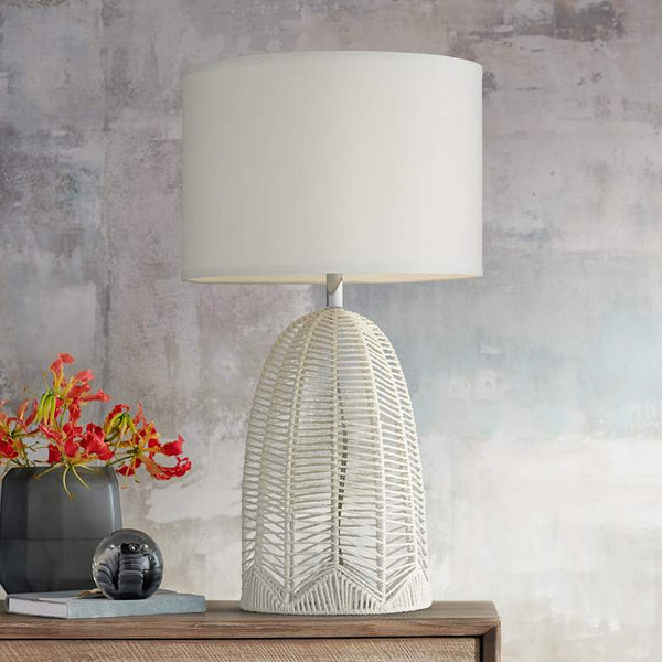 Aria Woven White Rope Cage Table Lamp