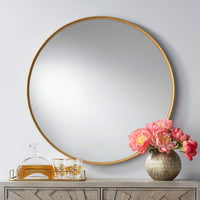 Cally 31 1/2" Round Metal Luxe Gold Wall Mirror