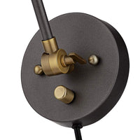 Kenora Gunmetal and Brass Plug-In Swing Arm Wall Lamp